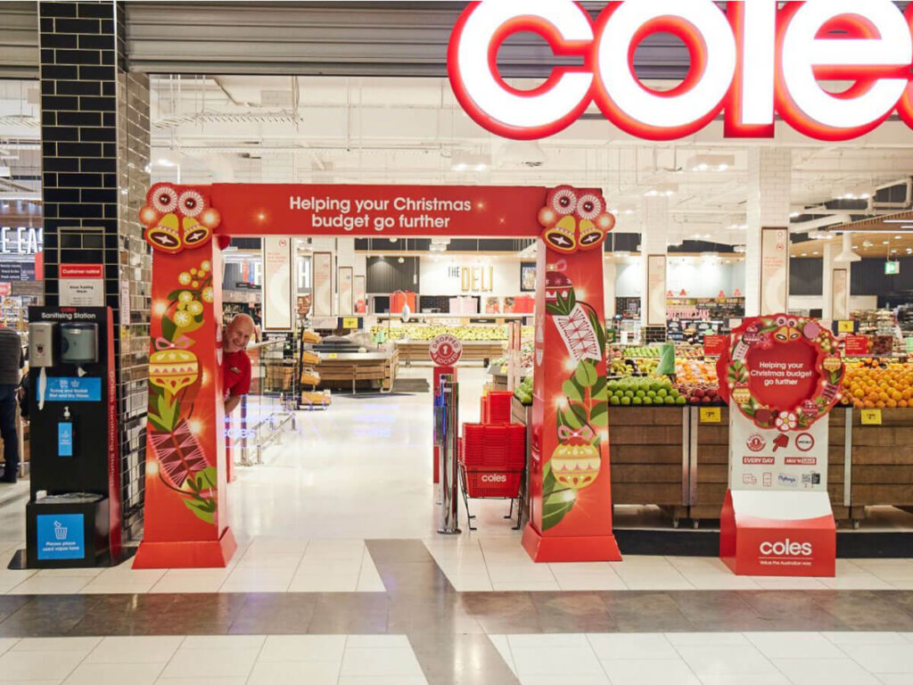 Coles Christmas Cardboard Display Stands